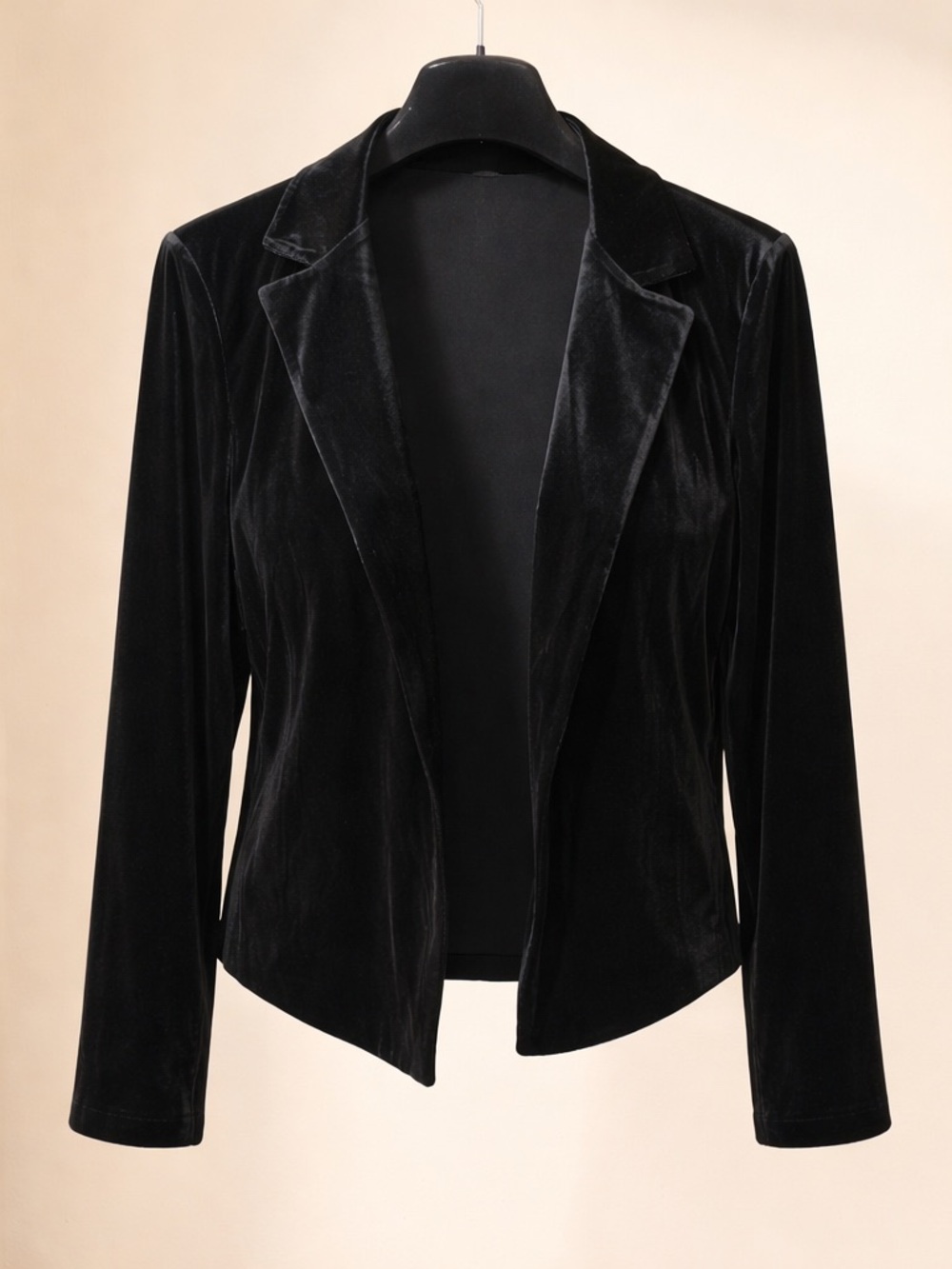Olive Oak Women’s Sz Small Black Velvet Long Sleeve Open Front Jacket Top